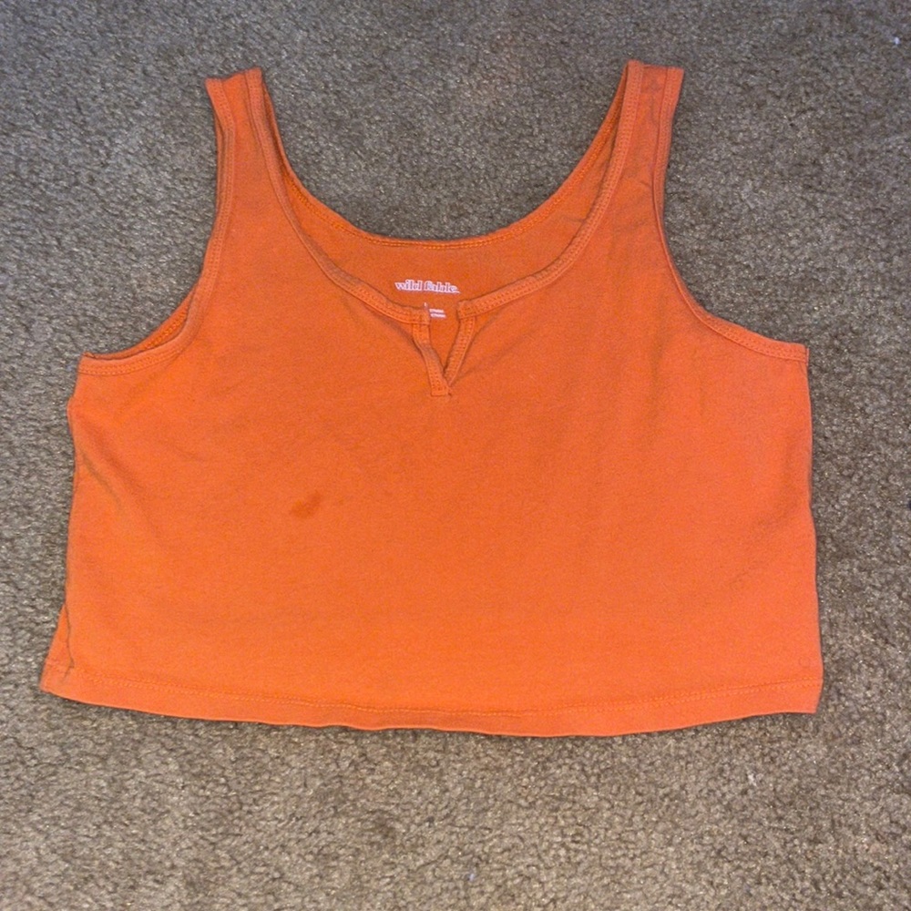 Orange cropped tank top, used.